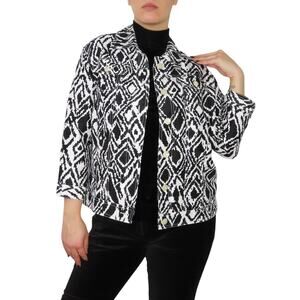 Alia 90s Vintage Black & White Geometric Pixel Retro Casual Jacket 10 Medium